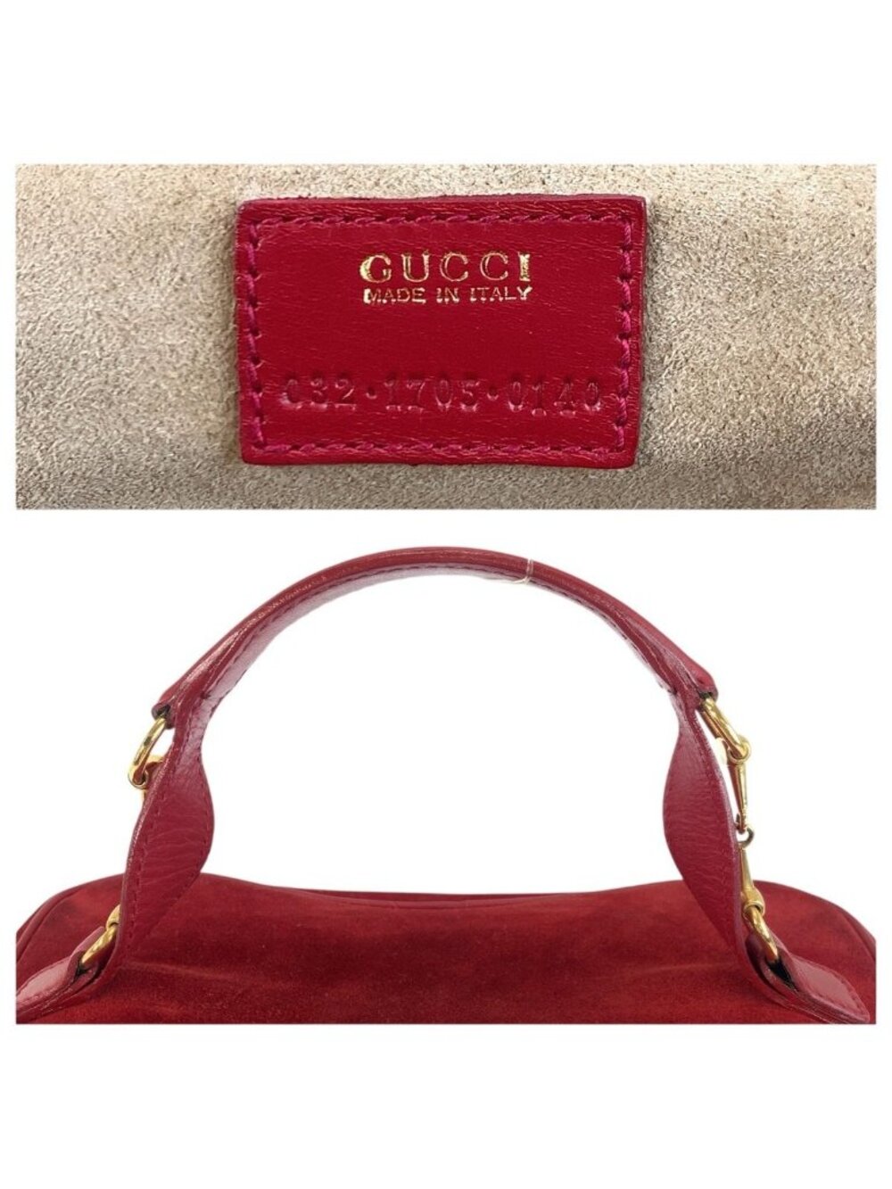 Gucci Horsebit Red Gold Suede 032 Handbag Vanity Bag - Picture 3 of 9